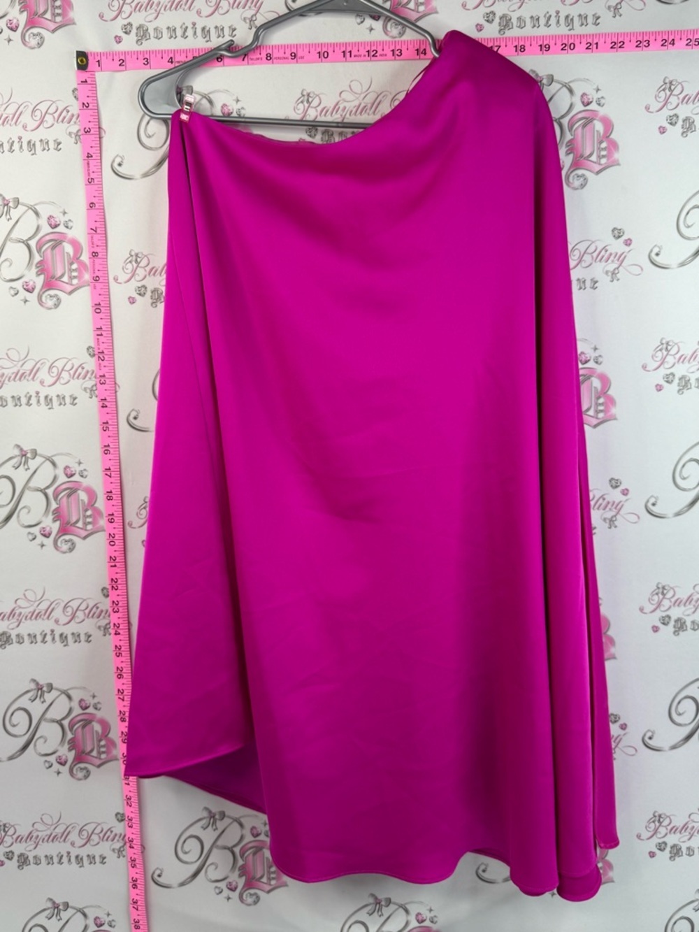 Adelyn Rae dress One-Shoulder Draped Midi Dress in Bright Fuchsia pink